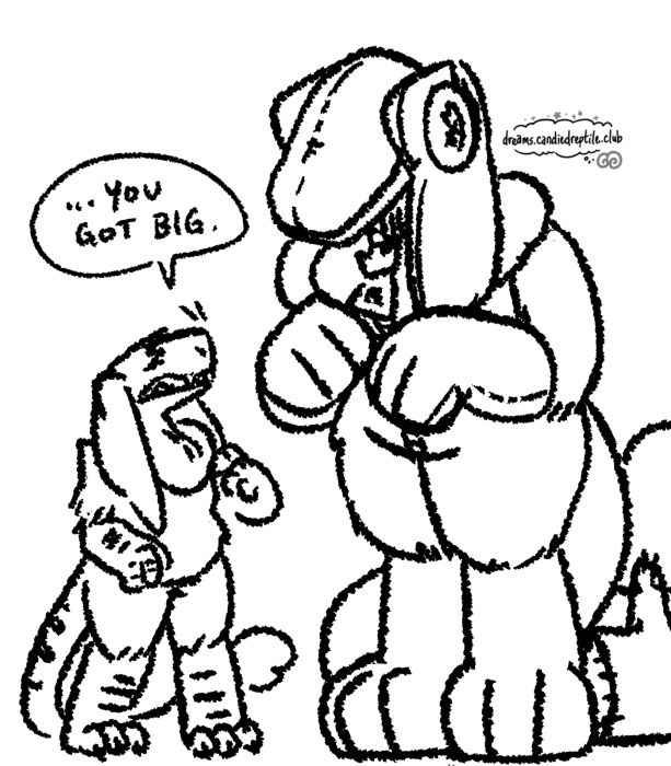 The Voice of the Hunted looking up warily at suit-size Hushpuppy, remarking 'You got big.'